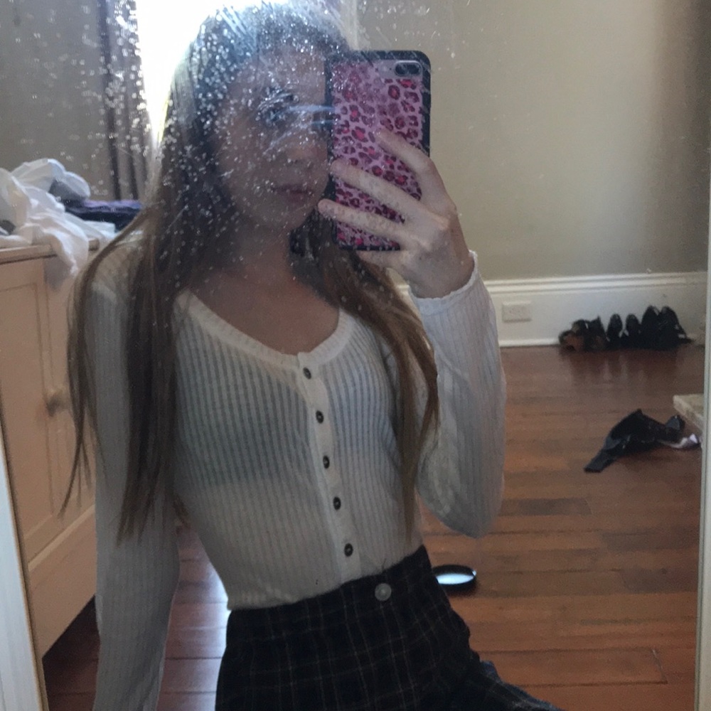 white long-sleeved tee